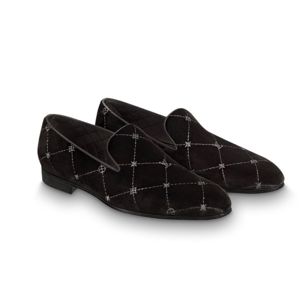 Louis Vuitton Auteuil Slipper black monogram print velvet
